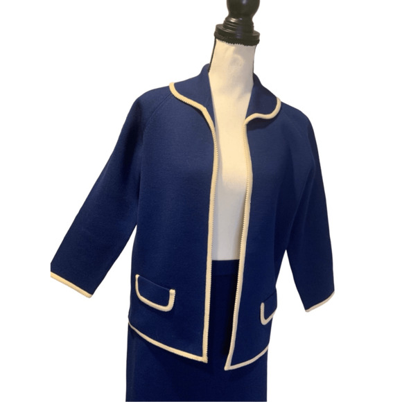 Skirt Blazer Suit Wool Vintage 2pc - Picture 3 of 11